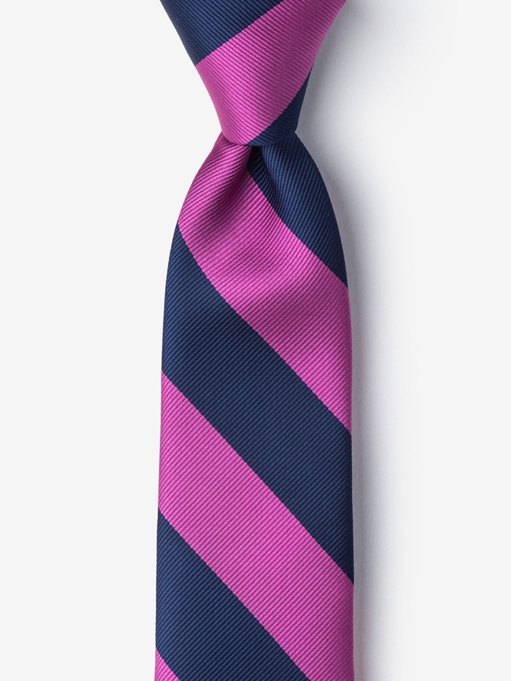 Men's Striped Neck Tie in Fuchsia and Navy